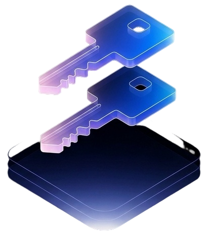 Key icon illustrating the step-by-step process